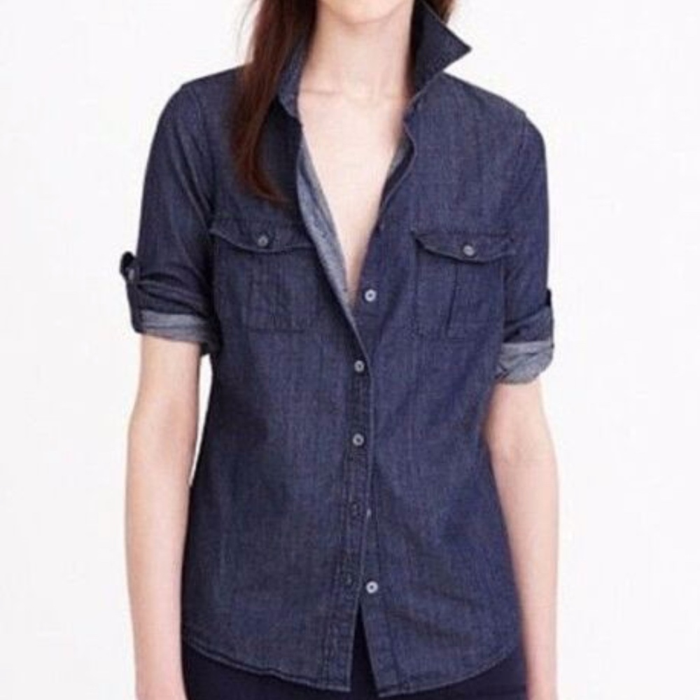 Jcrew Keeper Chambray Shirt in Dark Rinse